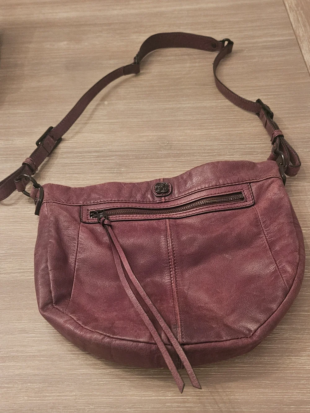 Elliot Lucca Leather Crossbody Bag in Deep Burgundy